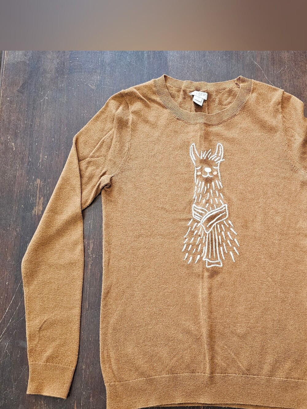 J. Crew Women's Brown Llama With Scarf Sweater - Size XS